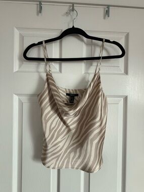 Forever 21 Neutral Zebra-Print Cowl Neck Camisole